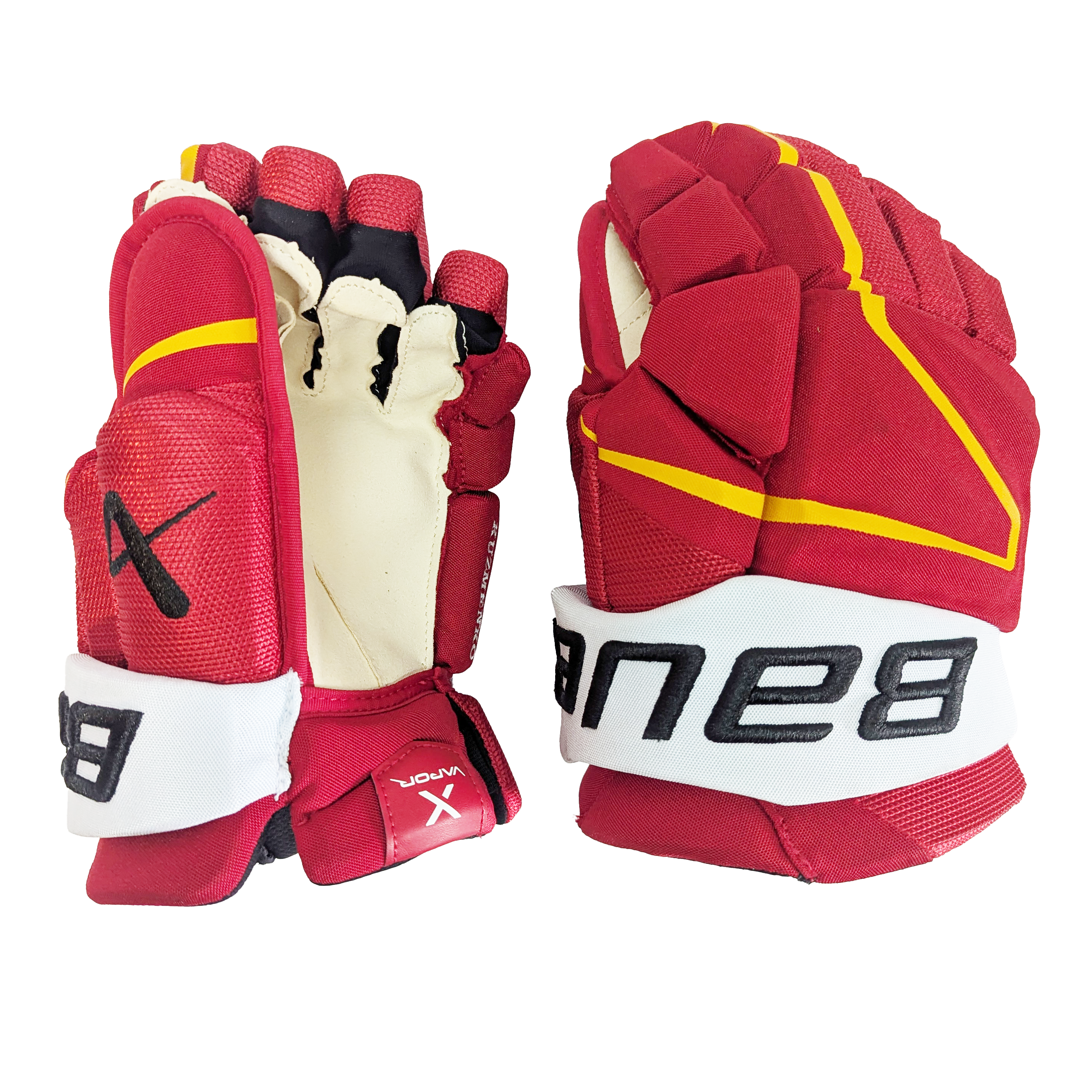 Bauer Vapor Hyperlite - Gant NHL Pro Stock - Andrei Kuzmenko (Rouge/Jaune/Blanc)
